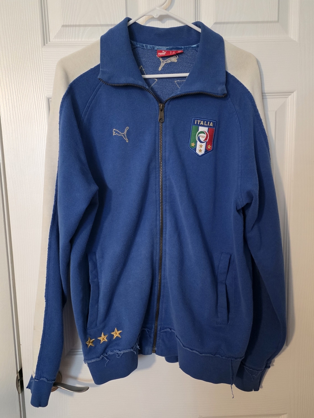 Puma Blue Italia Full-Zip Men Jacket with White Accents